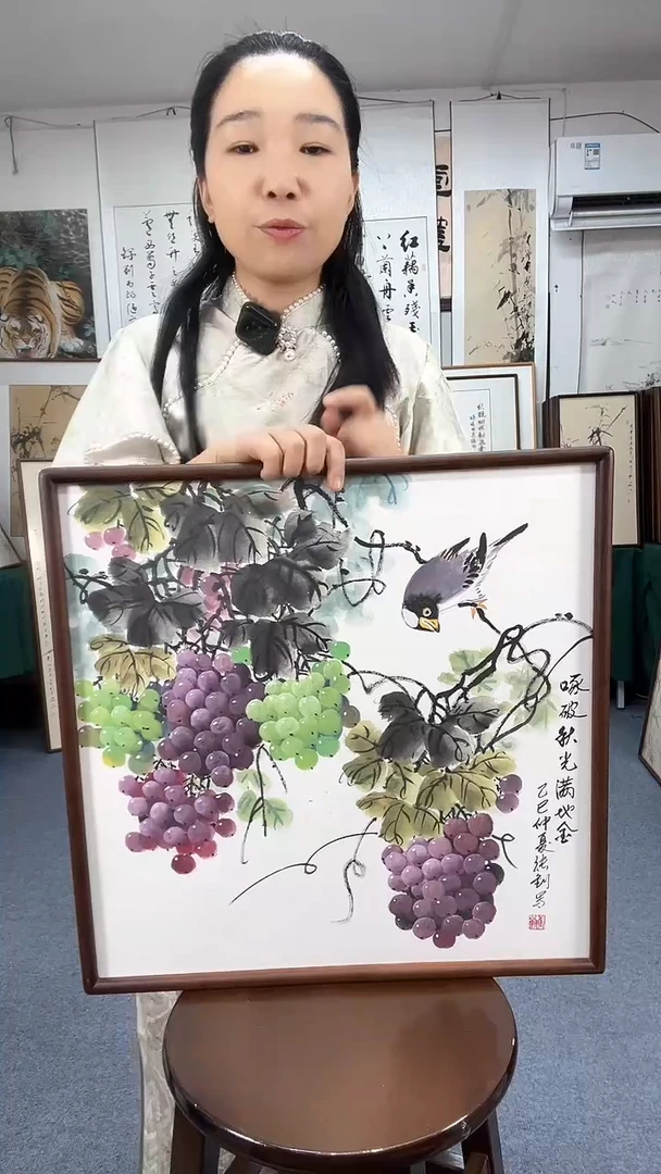 国画52*52实木画框顺丰包邮手绘