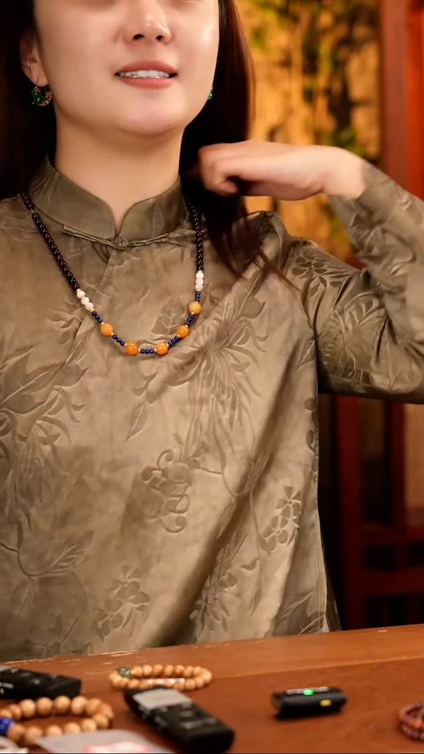 【雁归来】6mm小叶紫檀青金石缅黄项链