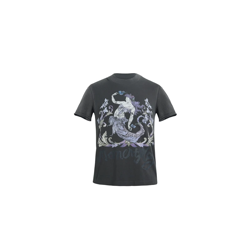 MOMENTPLAY 设计师 25秋冬新品 浪漫人鱼复古做旧洗水合身T恤