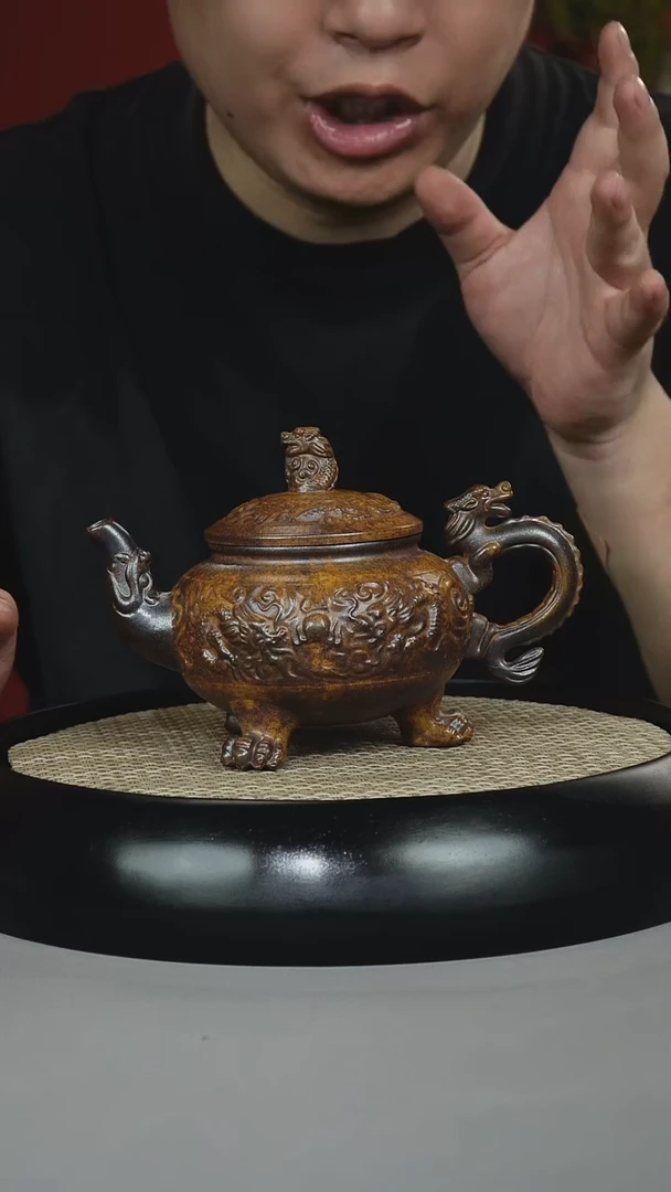 茶壶紫砂龙骨金砂 三足龙尊