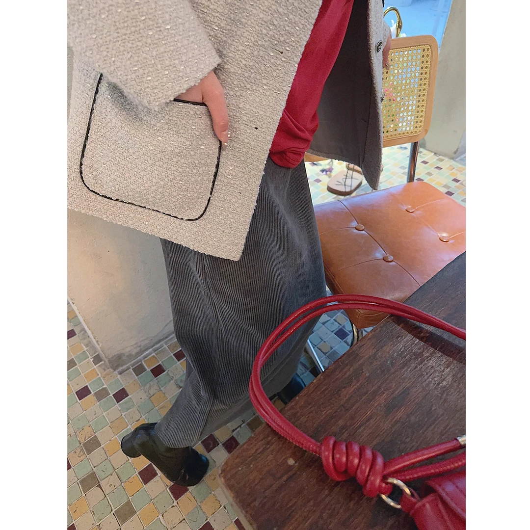 智英欧尼【灯芯笼半身裙高腰韩版秋冬季百搭外穿保暖宽松舒适显瘦】