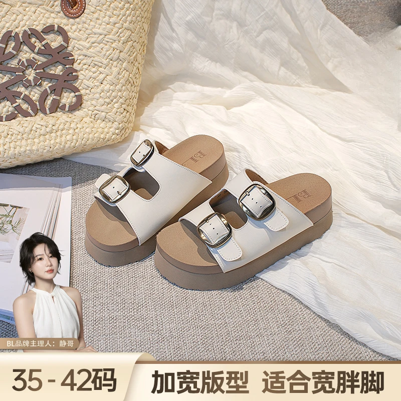 BL静哥加宽大码女鞋厚底凉拖鞋女外穿夏休闲复古博勃肯鞋P52116