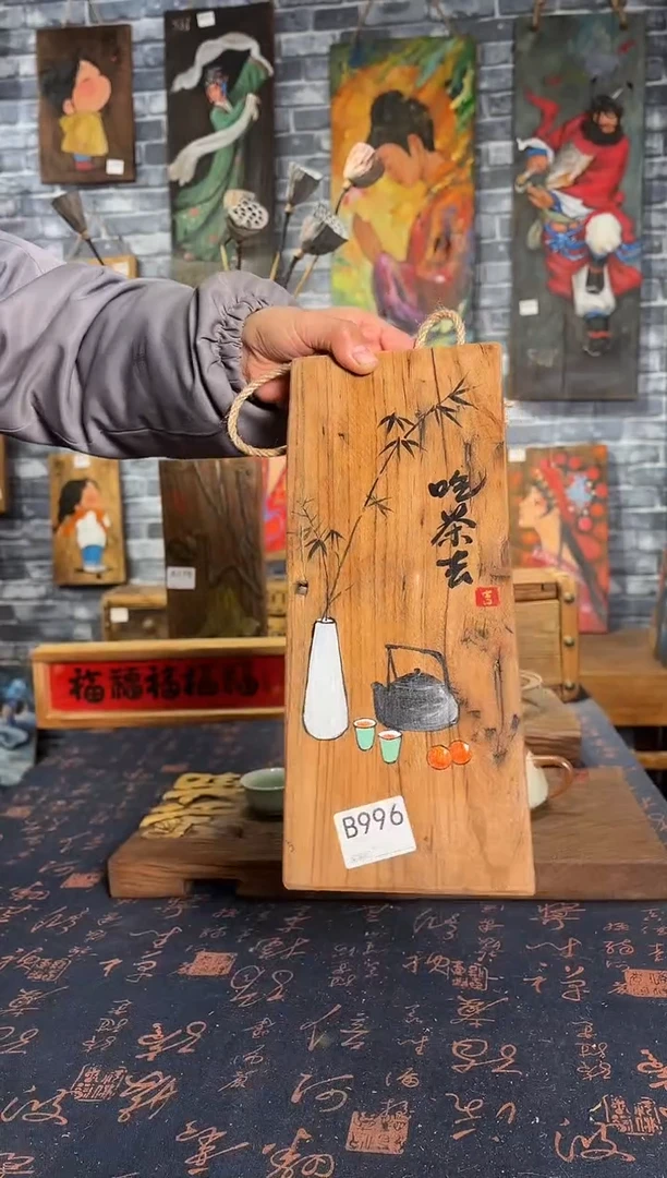 风化老门板丙烯画