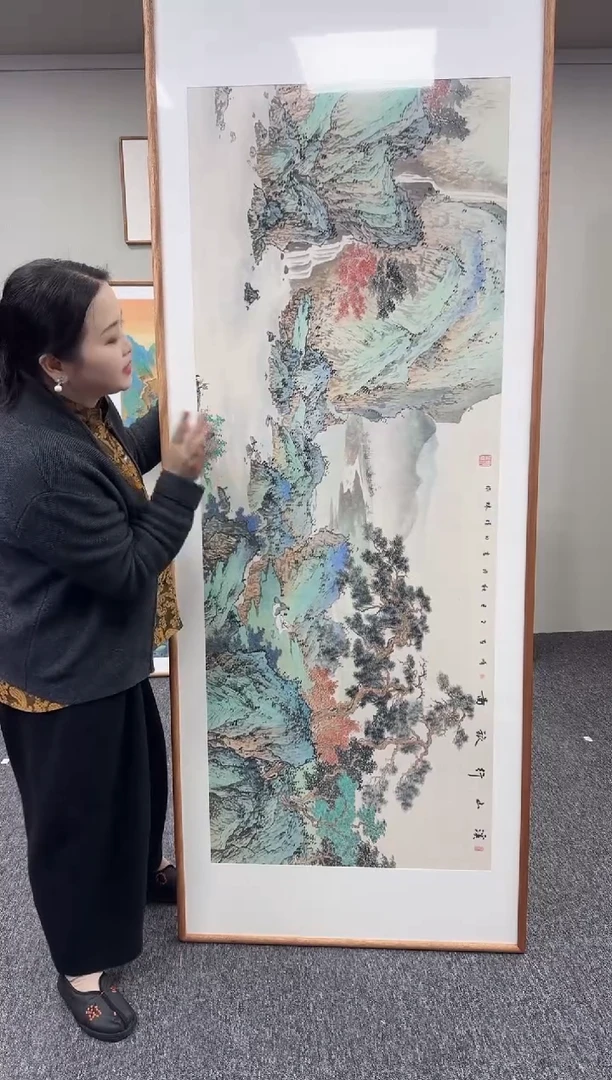 国画溪山行旅图210*80