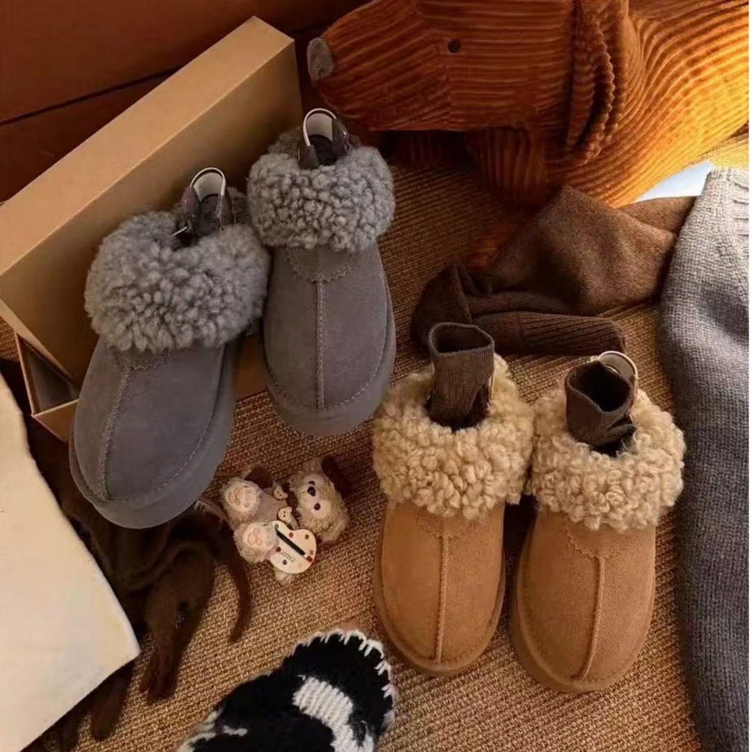 两穿厚底毛毛拖鞋女外穿2025秋冬新款半拖鞋加绒保暖羊毛包头棉拖