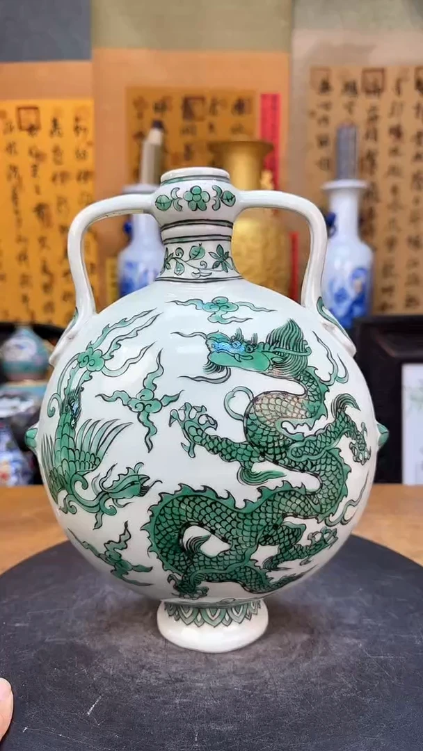 【闪购商品】瓶景德镇陶瓷客厅摆件绿彩