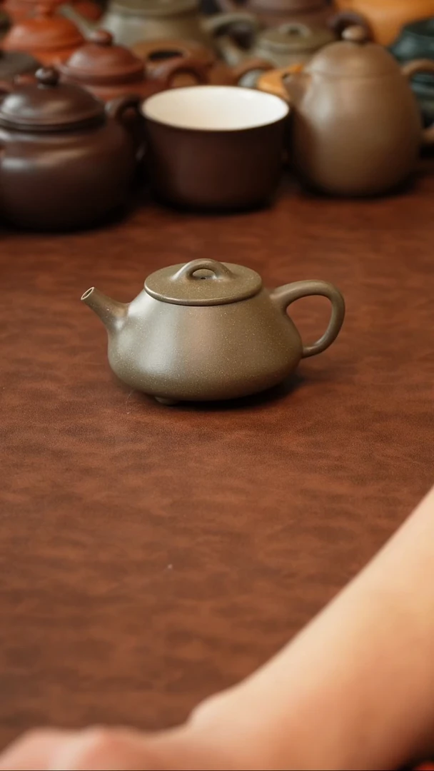 茶壶紫砂?*敦松华青段平盖石瓢 150CC 特价款