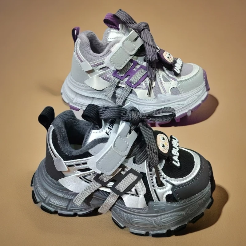 无运费险，顶乖乖二棉皮面运动鞋魔术贴轻底EVA防滑软底童鞋E-7210