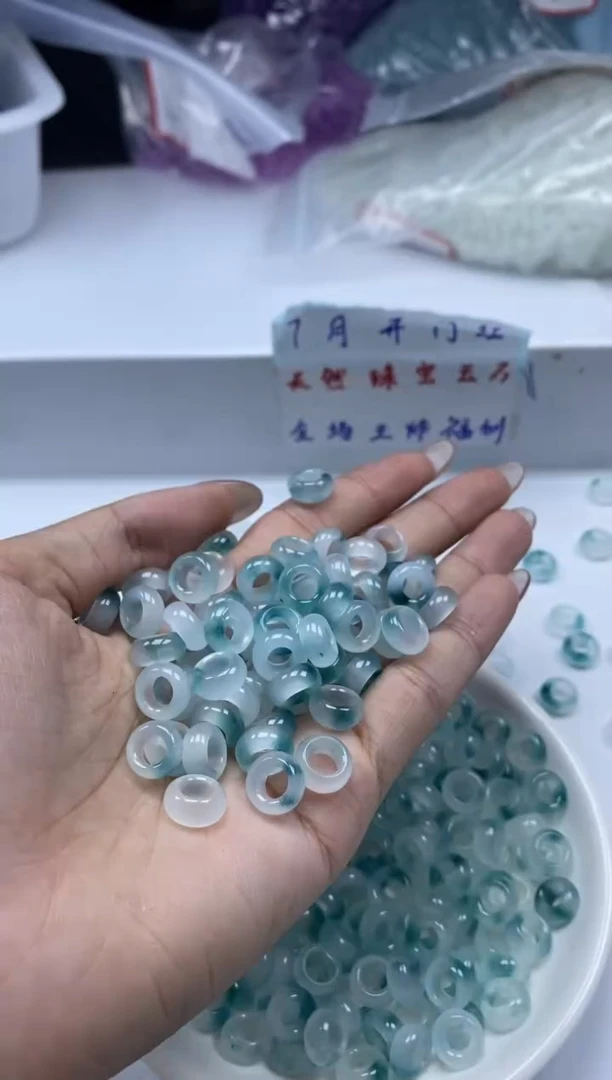 玛瑙/玉髓颈饰未镶嵌w2939蓝水飘花大孔珠9*4mm*10颗