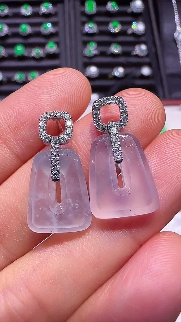 【闪购商品】翡翠耳坠18K金镶嵌耳坠