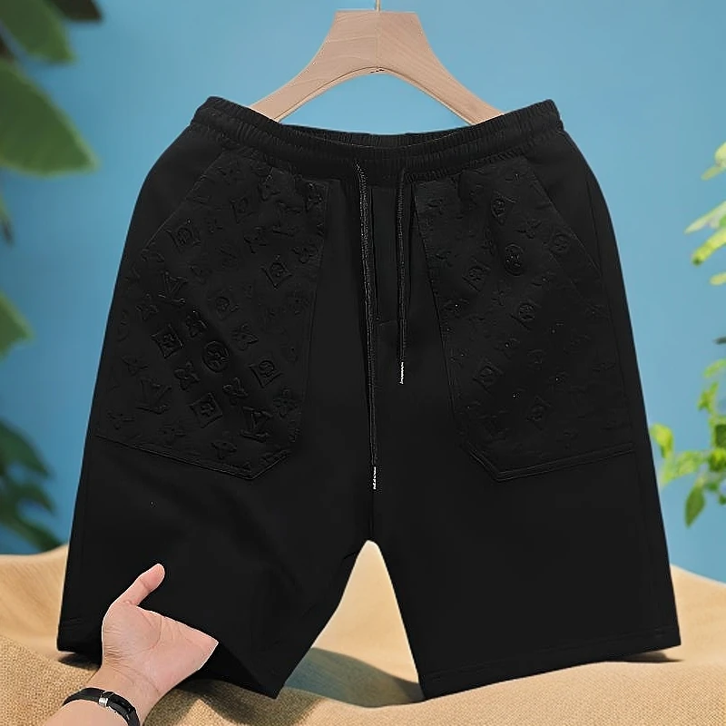 【轻奢男装-纯色休闲短裤c】X1945夏季欧美风钢印压花休闲短裤