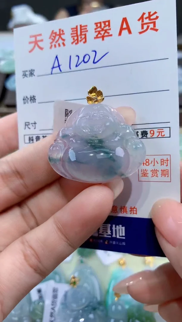 颈饰18K金镶嵌翡翠天然翡翠A货挂件