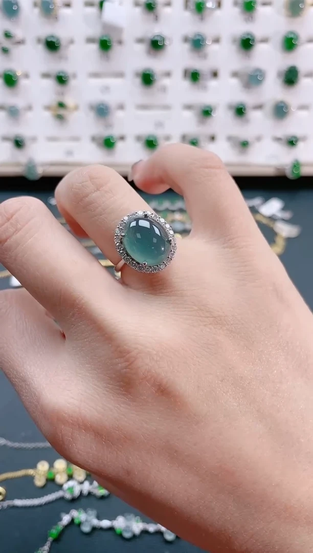 【闪购商品】翡翠戒指银S925镶嵌天然翡翠