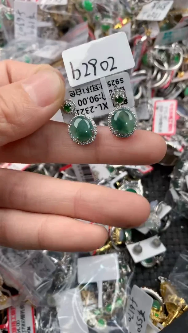 银S925镶嵌戒指翡翠222   3