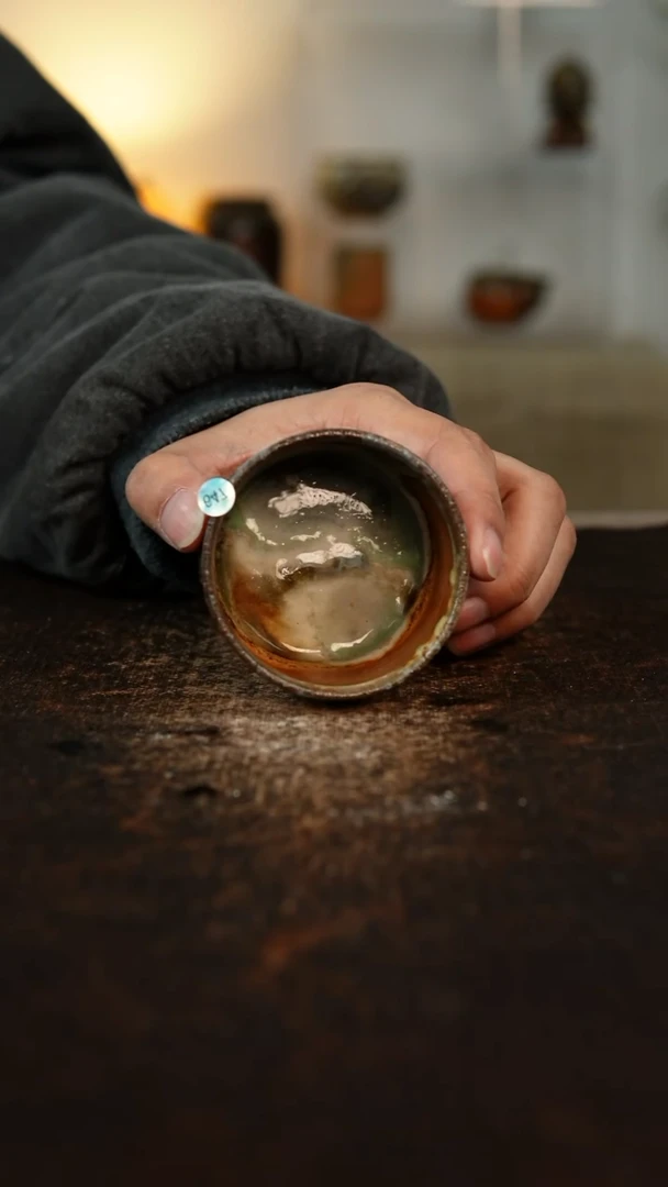 柴烧裸烧 白珍珠高足直筒杯  120 cc    647