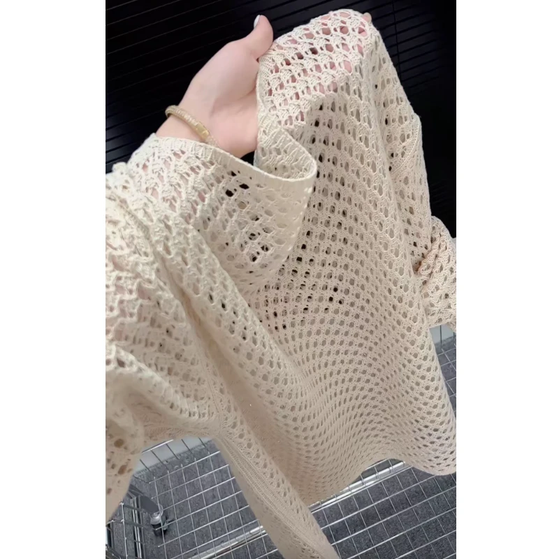 今年流行穿搭2025早秋新款温柔风镂空毛针织衫百搭休闲风长袖上衣