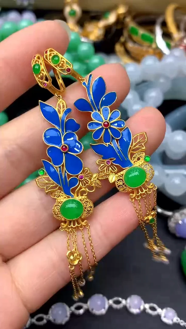 18K金镶嵌翡翠耳饰470 -中国好珍宝