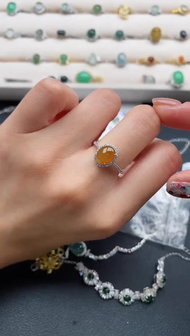 银S925镶嵌戒指翡翠666666+5