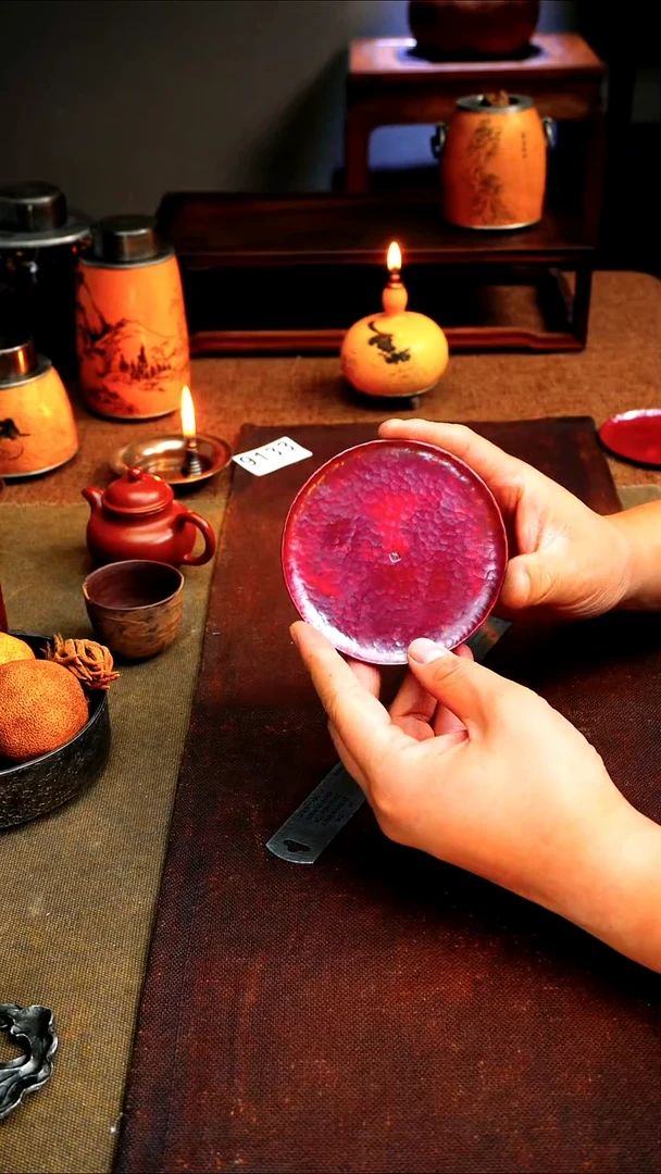 9141福利紫铜壶承杯垫小碟直径9.8