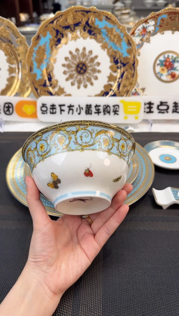 瓷片5.25英寸面碗 微瑕 4个