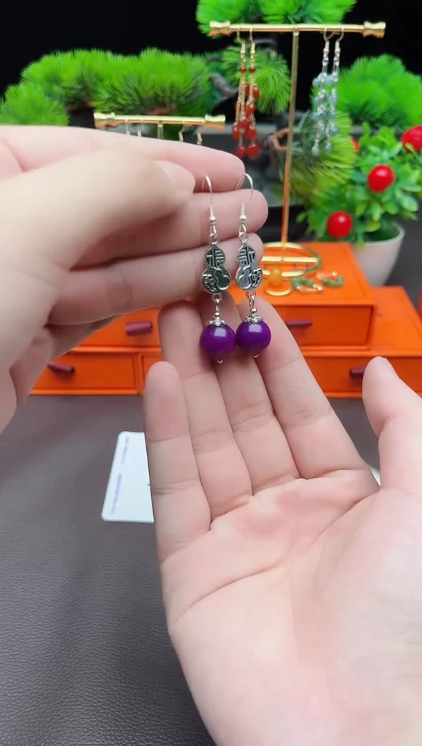 玛瑙/玉髓耳饰银S925镶嵌232