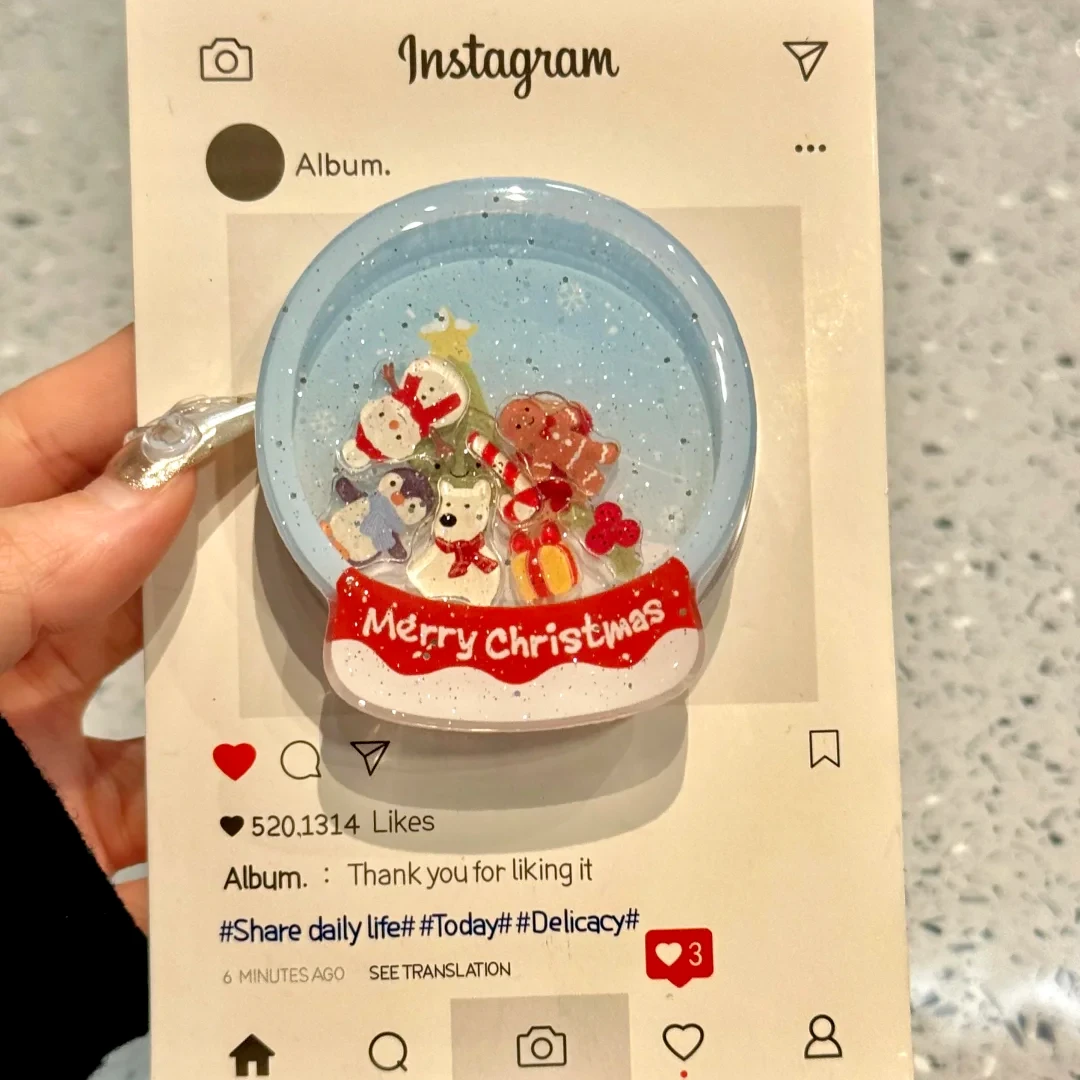 秋冬圣诞雪人摇摇乐气囊手机支架自粘懒人神器伸缩可爱卡通便携式