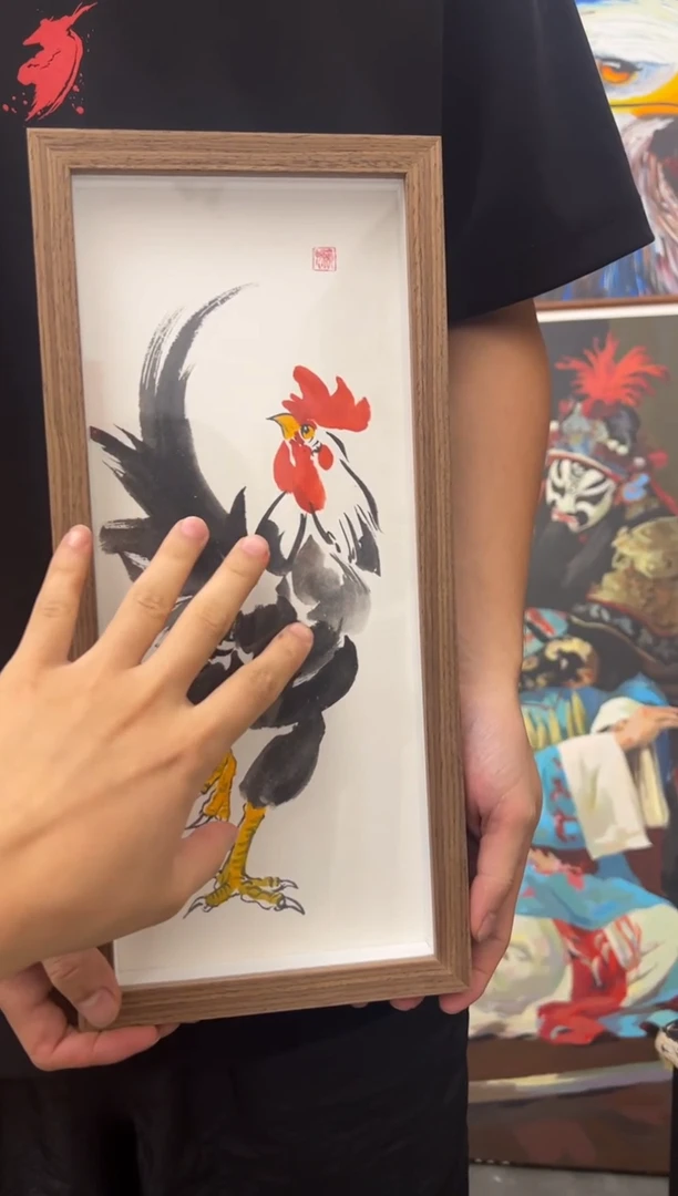 丙烯画懒羊羊老师公鸡摆台