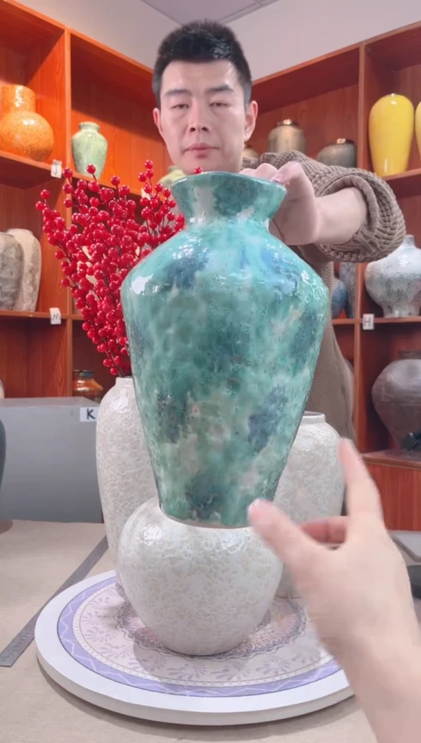 【闪购商品】瓶彩陶三件套 大号  陶瓷花瓶 无花