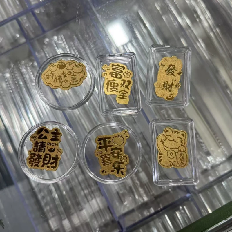 足银银制品 佬银匠 纯手工手机贴片发财可爱公主网红足银镀金