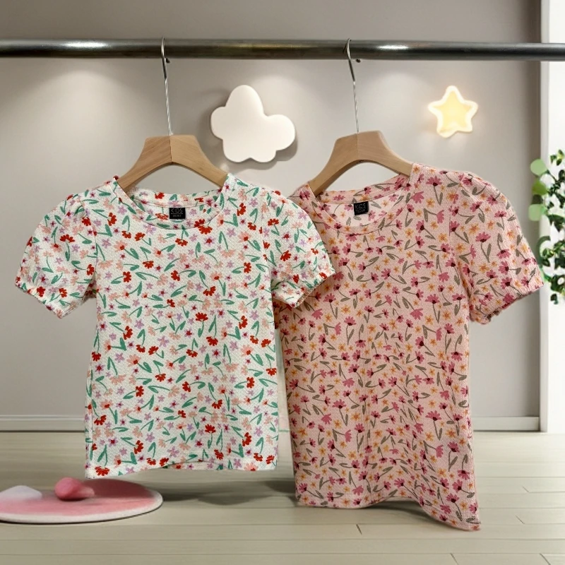 105两色外销碎花短袖公主T恤