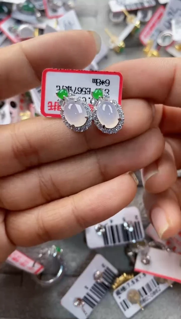 银S925镶嵌戒指翡翠666---3