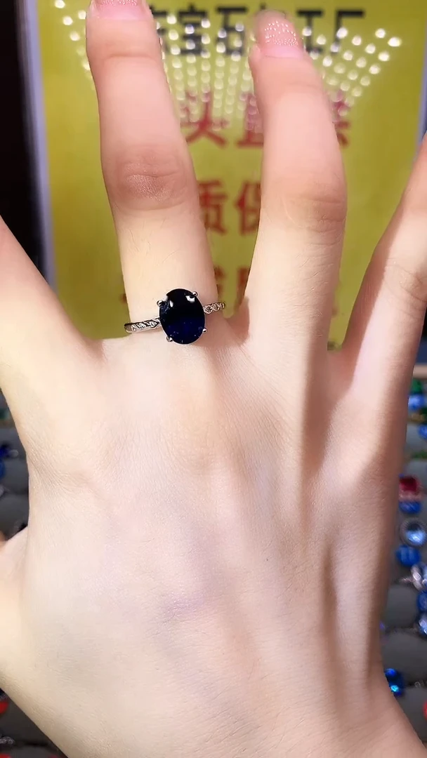 蓝宝石戒指银S925镶嵌.......