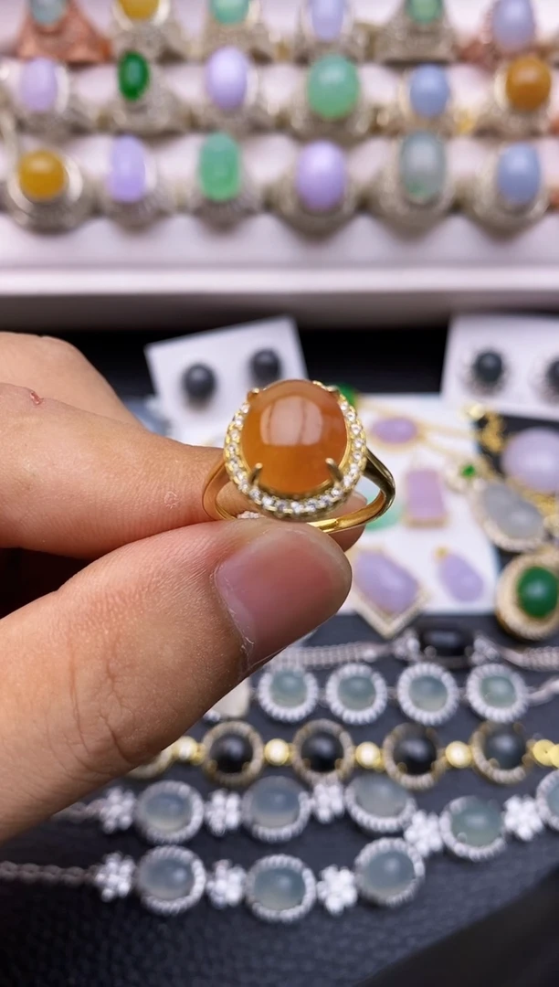 翡翠戒指银S925镶嵌/0029