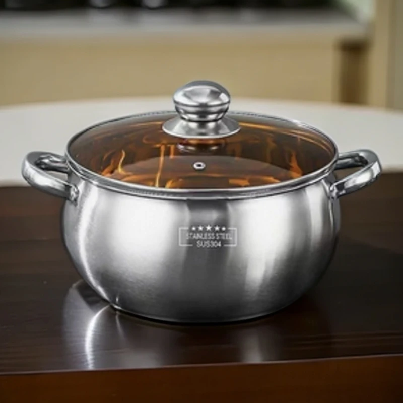 {24cm}不锈钢汤锅家用煲汤锅煮面锅煮汤锅多用途锅 配茶色盖子