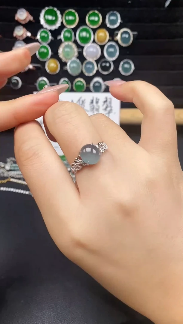 银S925镶嵌戒指翡翠3478