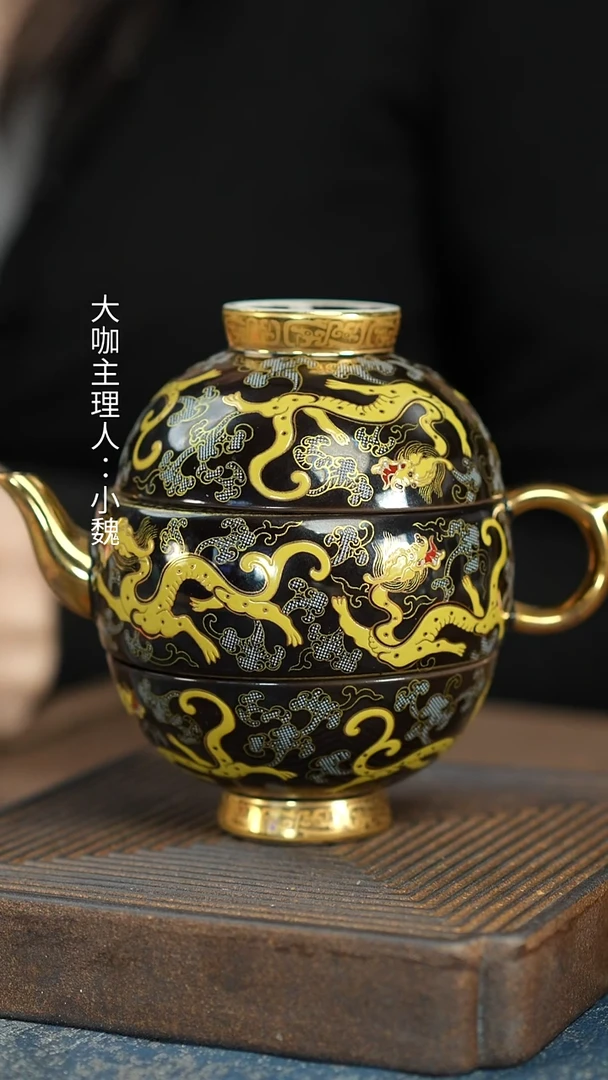 【浮雕堆料黑金龙3件套】【旅行包】