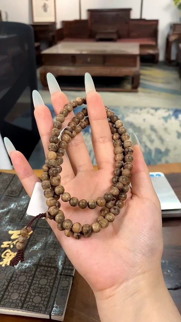 手串沉香菩萨棋0.7圆珠长串 tb14