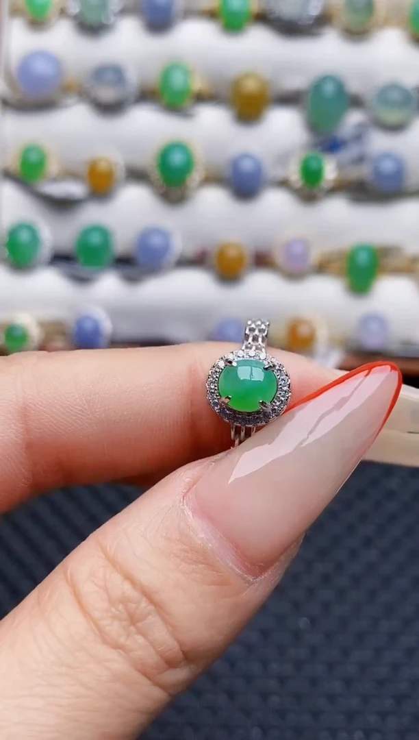 银S925镶嵌戒指翡翠3105