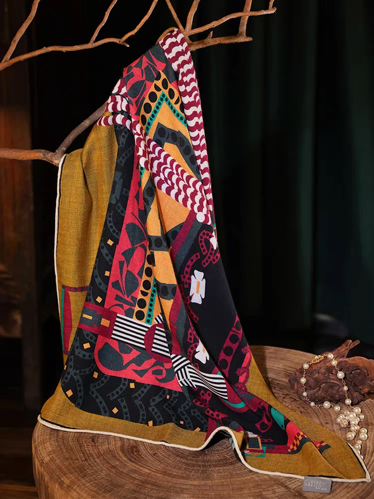 8591-丝巾妈妈2025新款丝巾女士高端披肩春夏围巾两用