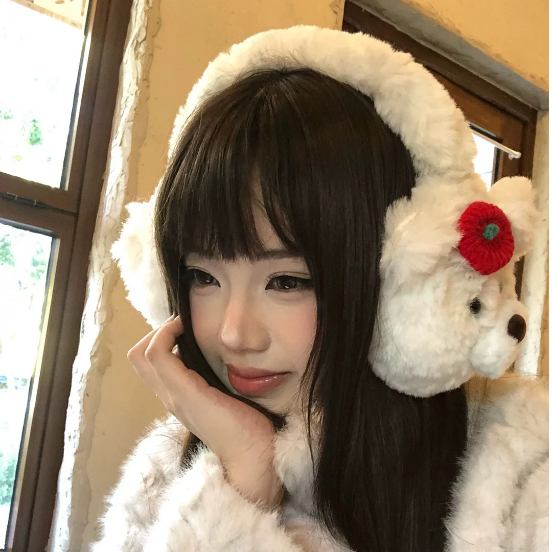 可爱小狗毛绒耳罩女冬季2025新款毛茸茸耳包骑行保暖耳套防冻耳暖