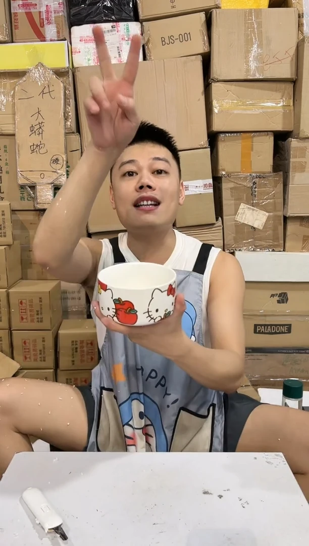 瓷片白色kt猫碗 陶瓷