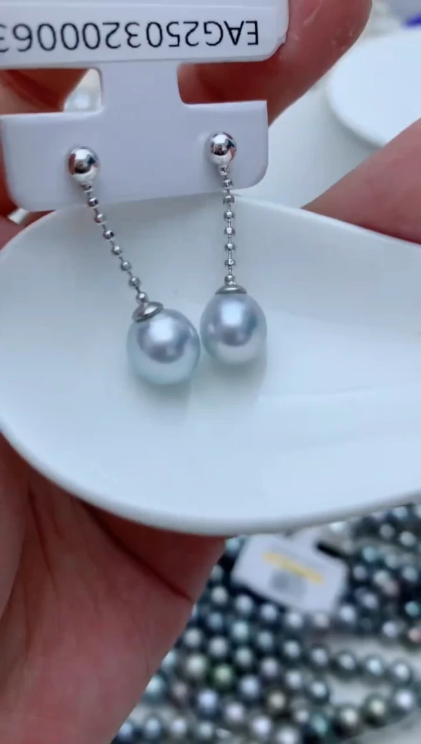 银S925镶嵌海水珍珠耳饰e37