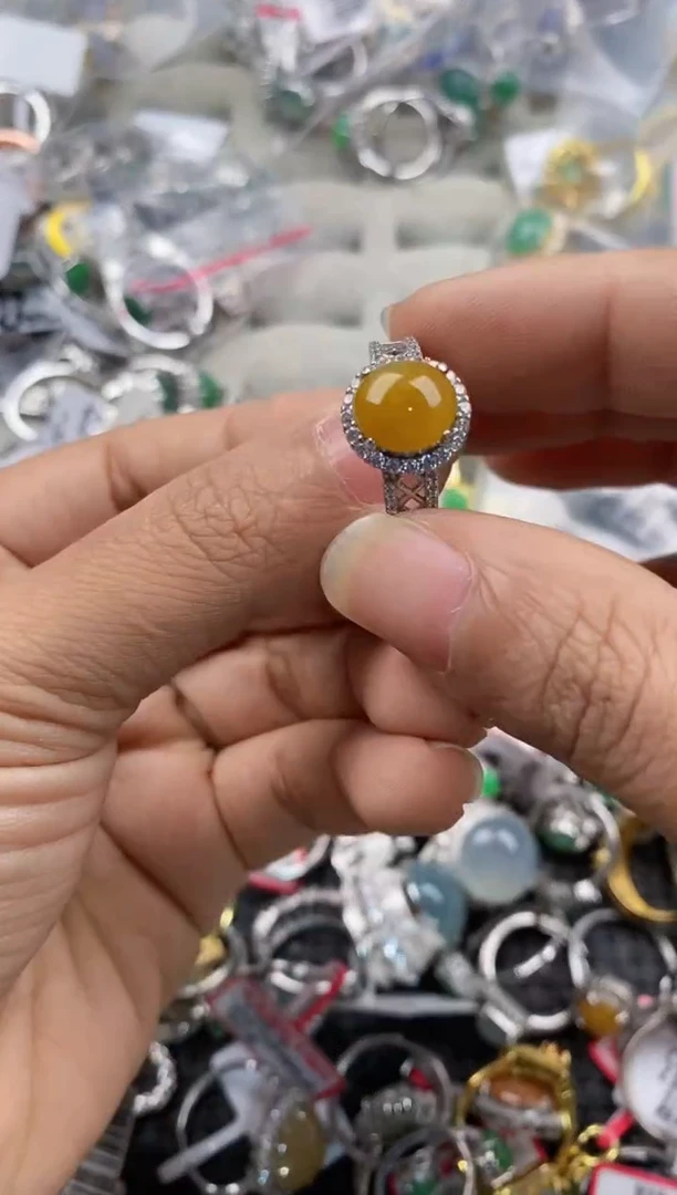 银S925镶嵌戒指翡翠888---9