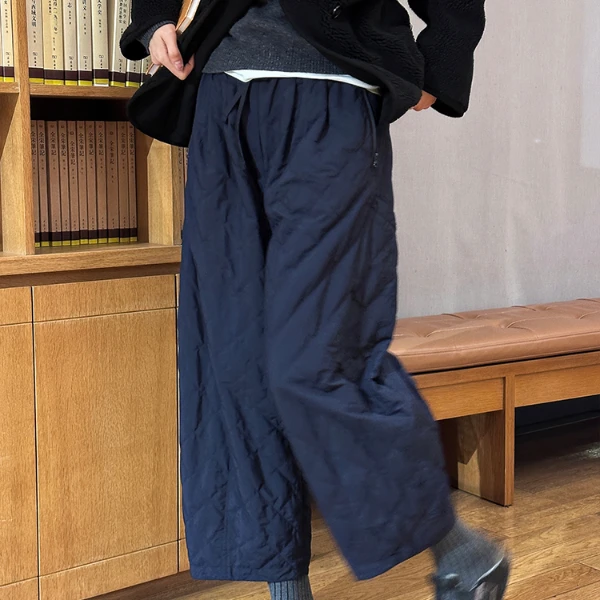 浪清/女装推荐 多莉丝蓝色阔腿棉裤43207/43424#