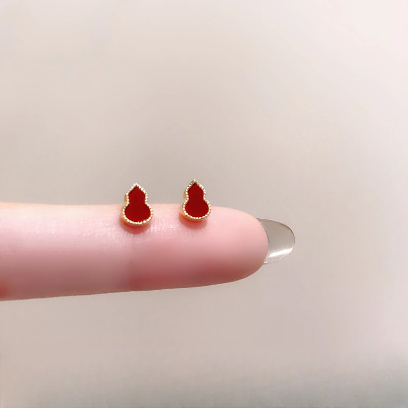 合金耳饰 2025新款小巧精致寓意美好的葫芦耳钉小众设计感耳饰品