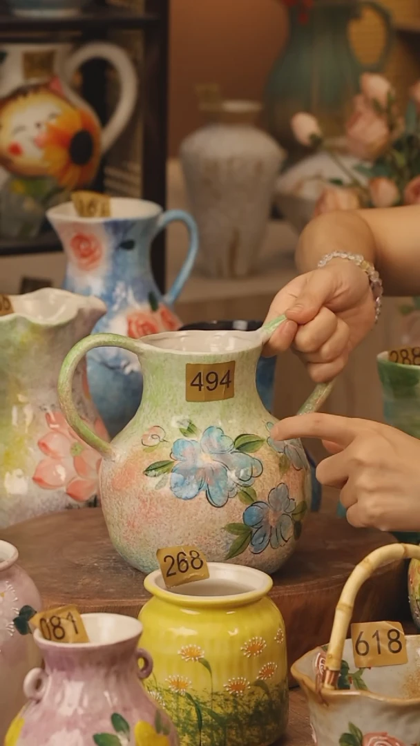 陶瓷494景德镇设计师手作花器摆件侘寂风