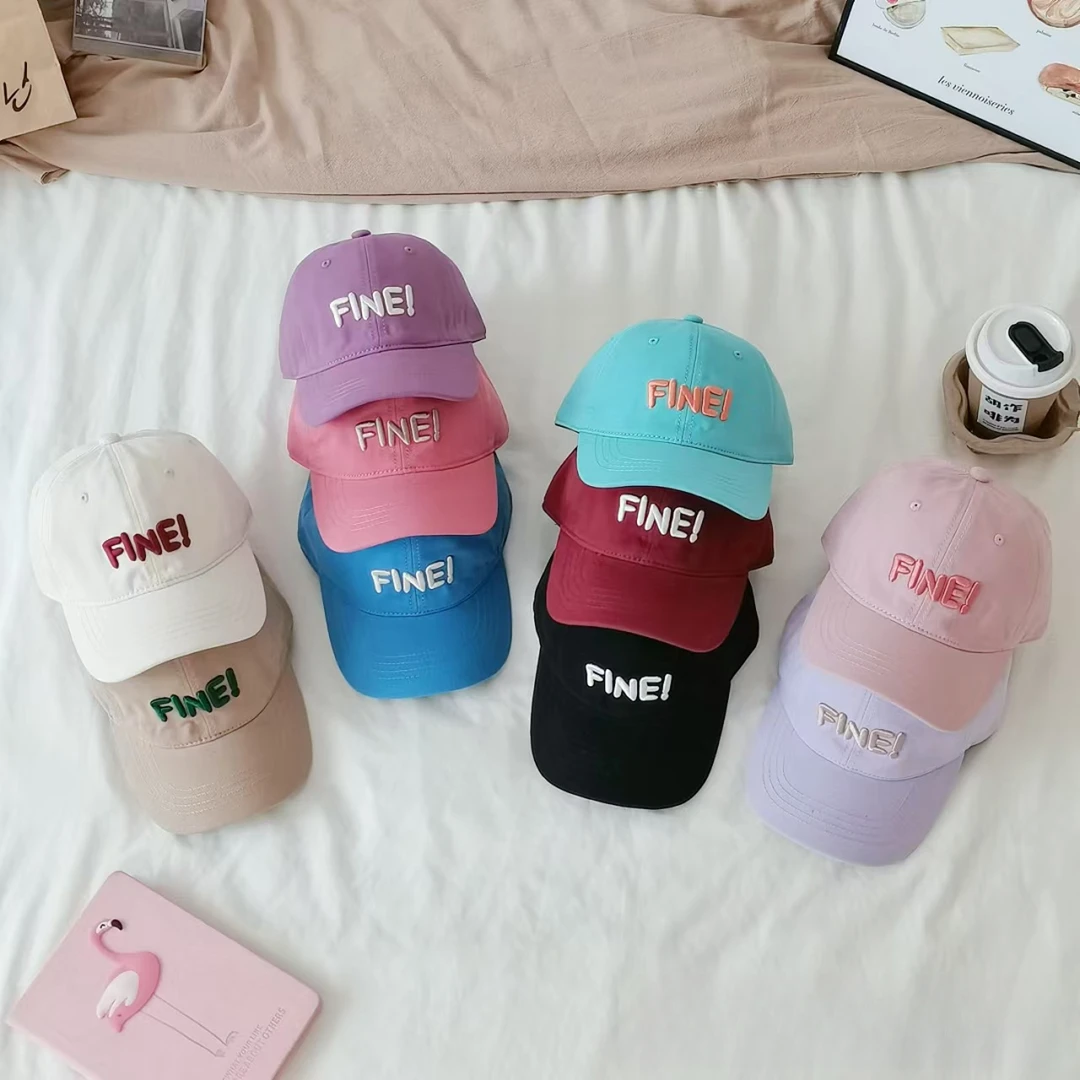 韩系简约儿童棒球帽春秋季棉休闲潮男女童宝宝遮阳防晒鸭舌帽子春