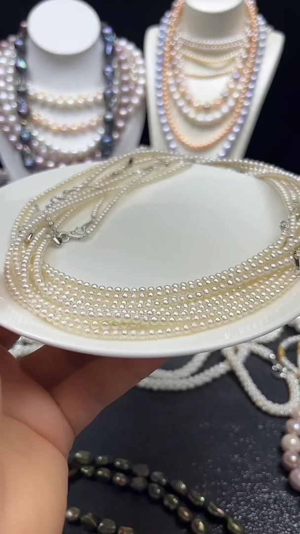 淡水珍珠银S925镶嵌颈饰多人