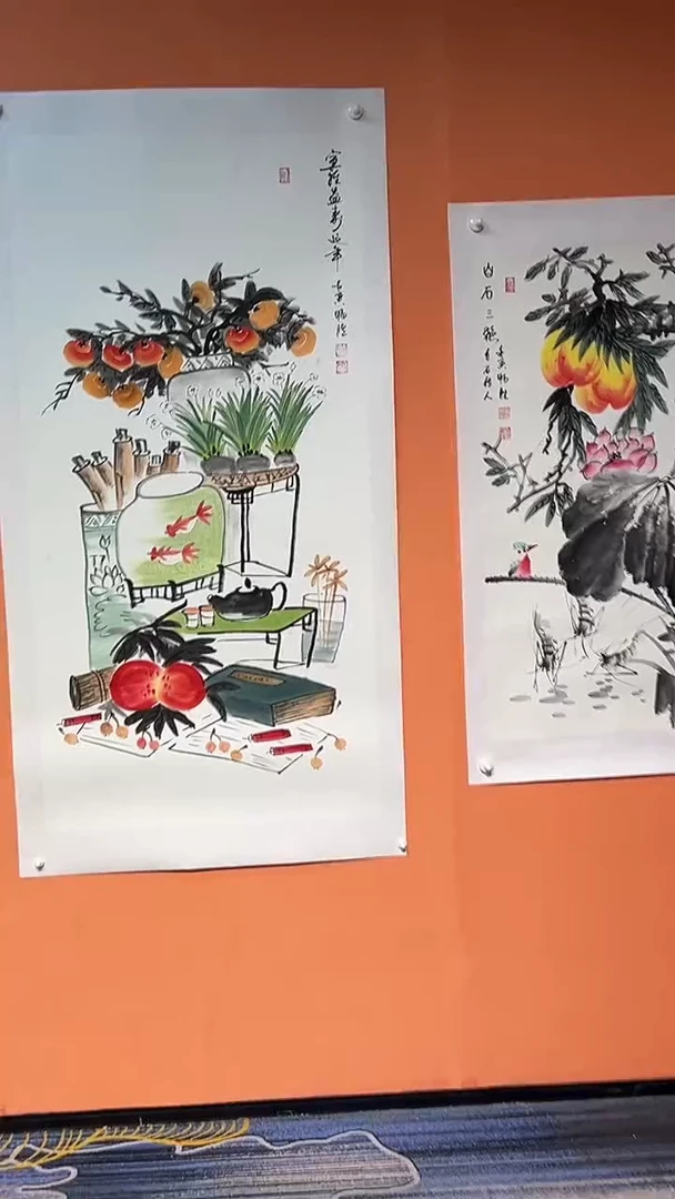 国画带锦盒 雷畅胜 四尺清供+白石三绝 两幅一起