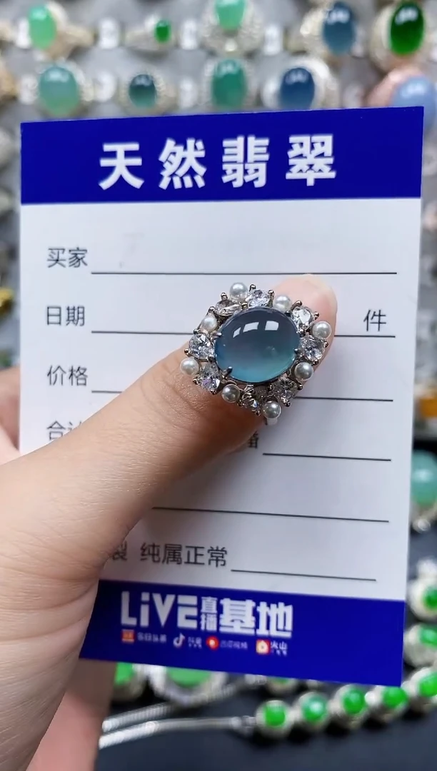 翡翠戒指银S925镶嵌515